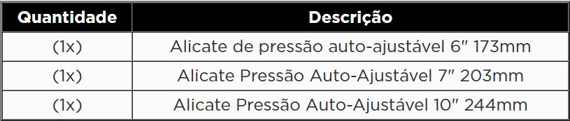 KROFTOOLS MÓDULO ALICATES PRESSÃO BLOQUEIO AUTOMÁTICO 3PCS a1