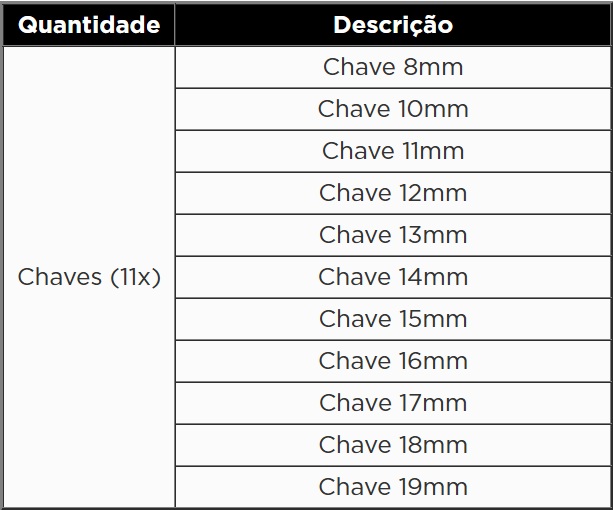 KROFTOOLS MÓDULO 11PCS CHAVES CACHIMBO 8-19MM a1