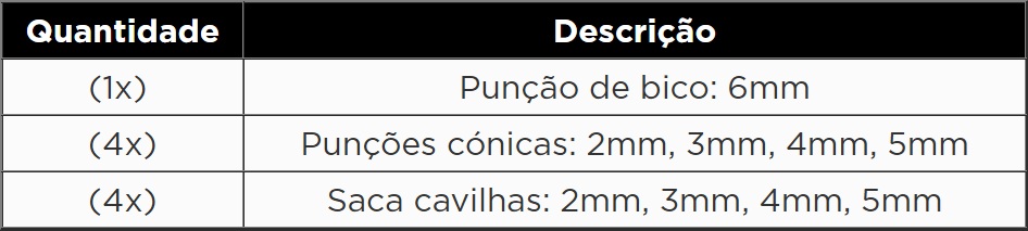 KROFTOOLS MÓDULO 9PCS PUNÇÕES E SACA CAVILHAS a1